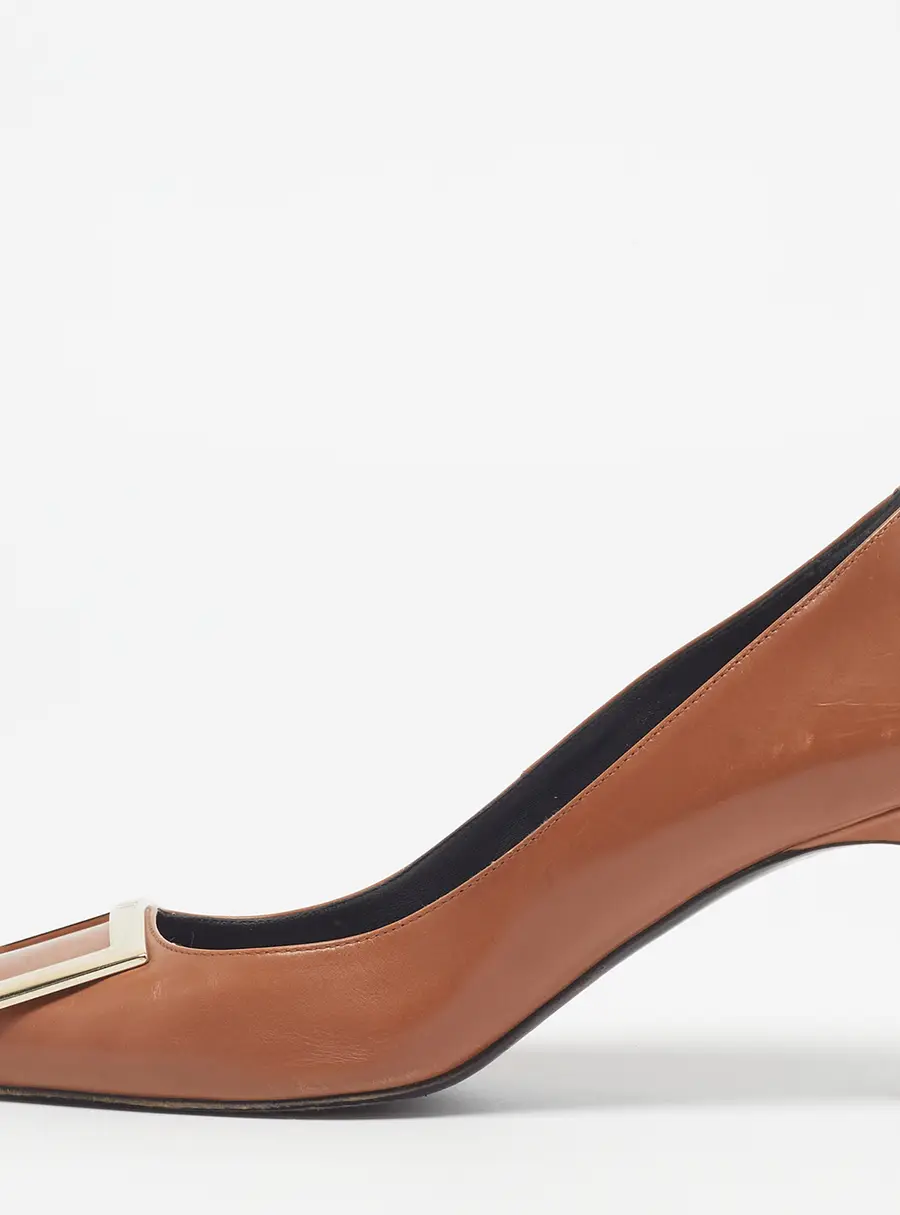 Roger Vivier Trompette Size 37 Brown Leather Pumps