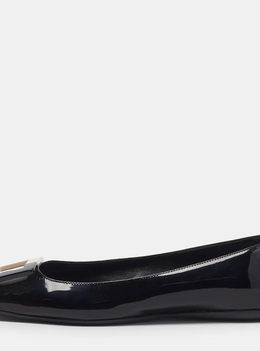 Roger Vivier Belle Vivier Size 40 Black Patent Leather Ballet Flats