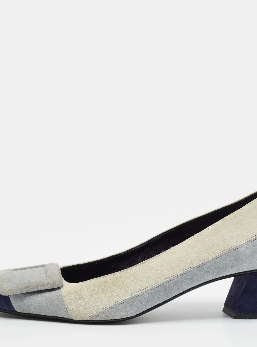 Roger Vivier Belle Vivier Size 36.5 Tricolor Suede Block Heel Pumps