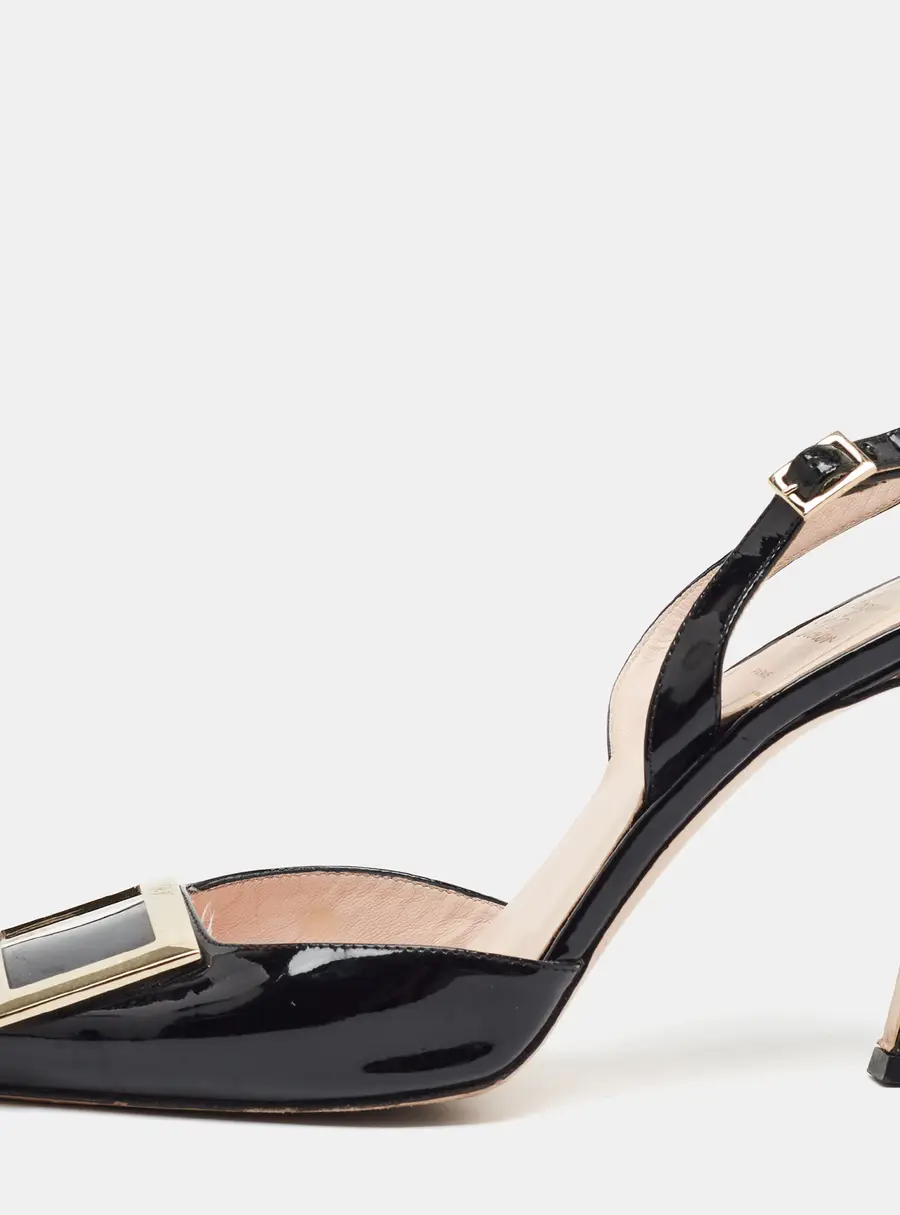 Roger Vivier Trompette Size 38 Black Patent Leather Pumps