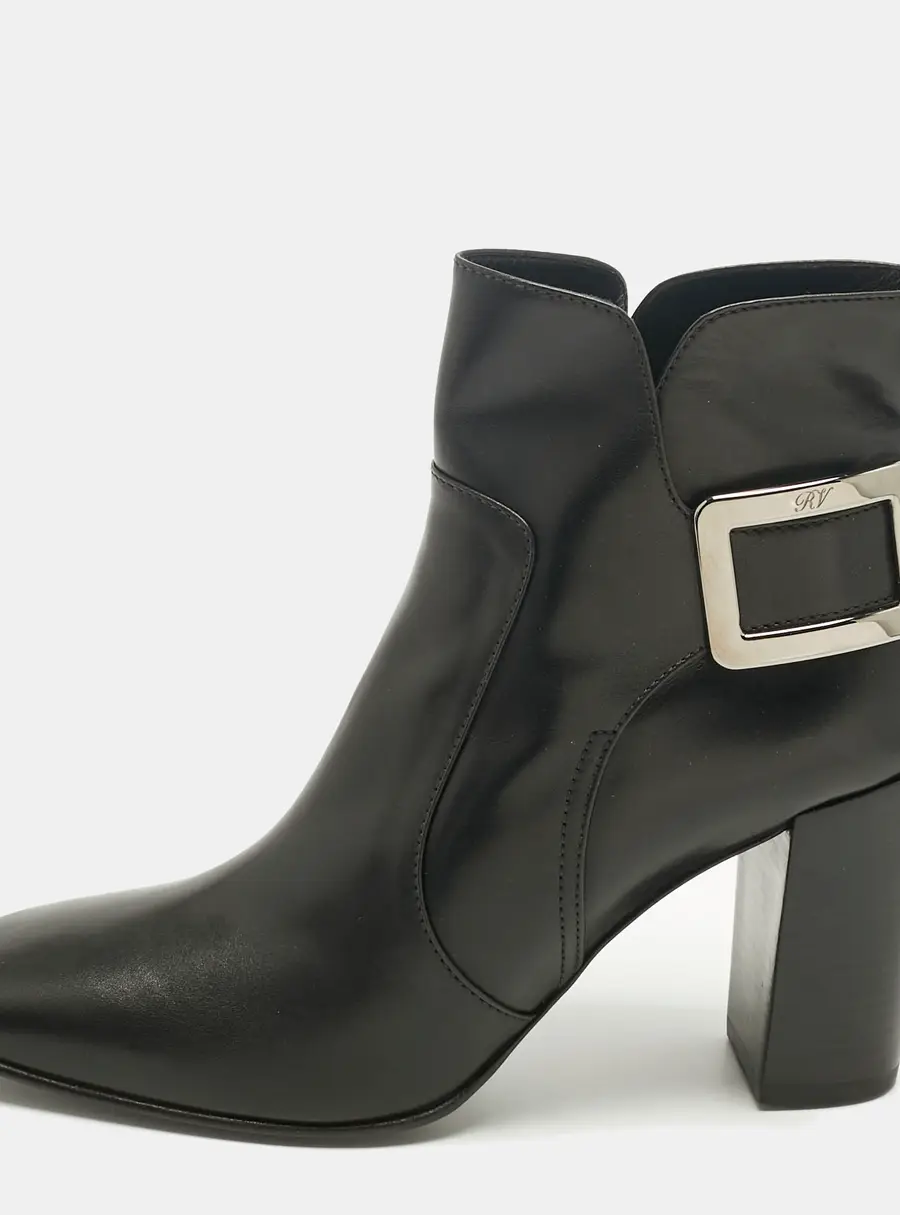 Roger Vivier Black Leather Polly Booties Size 40.5