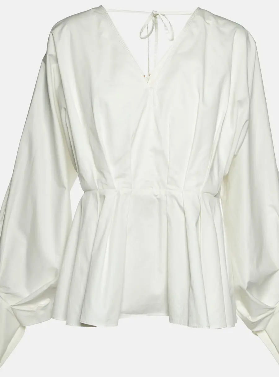 Roksanda Ilincic White Cotton Pleated Blouse L