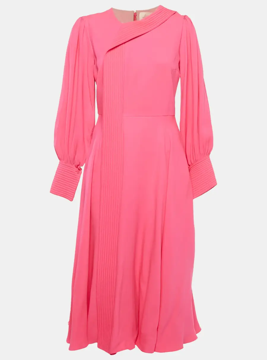 Roksanda Ilincic Pink Quilted Panel Silk Crepe Adyn Midi Dress M
