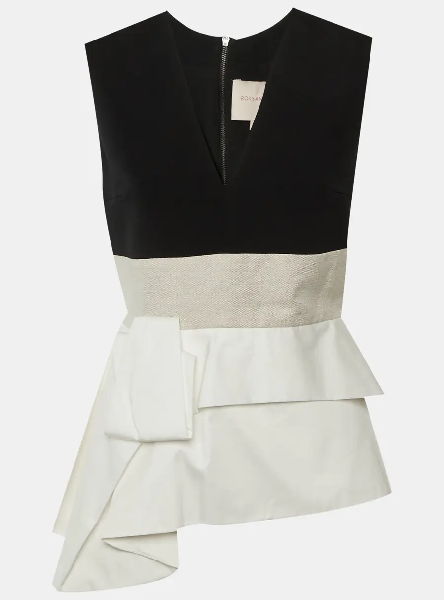 Roksanda Black Cotton & White Sleeveless Top M