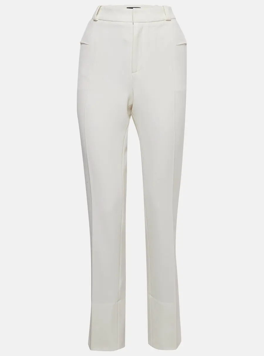 Roland Mouret X Net a Porter Off-White Crepe Straight Leg Trousers M
