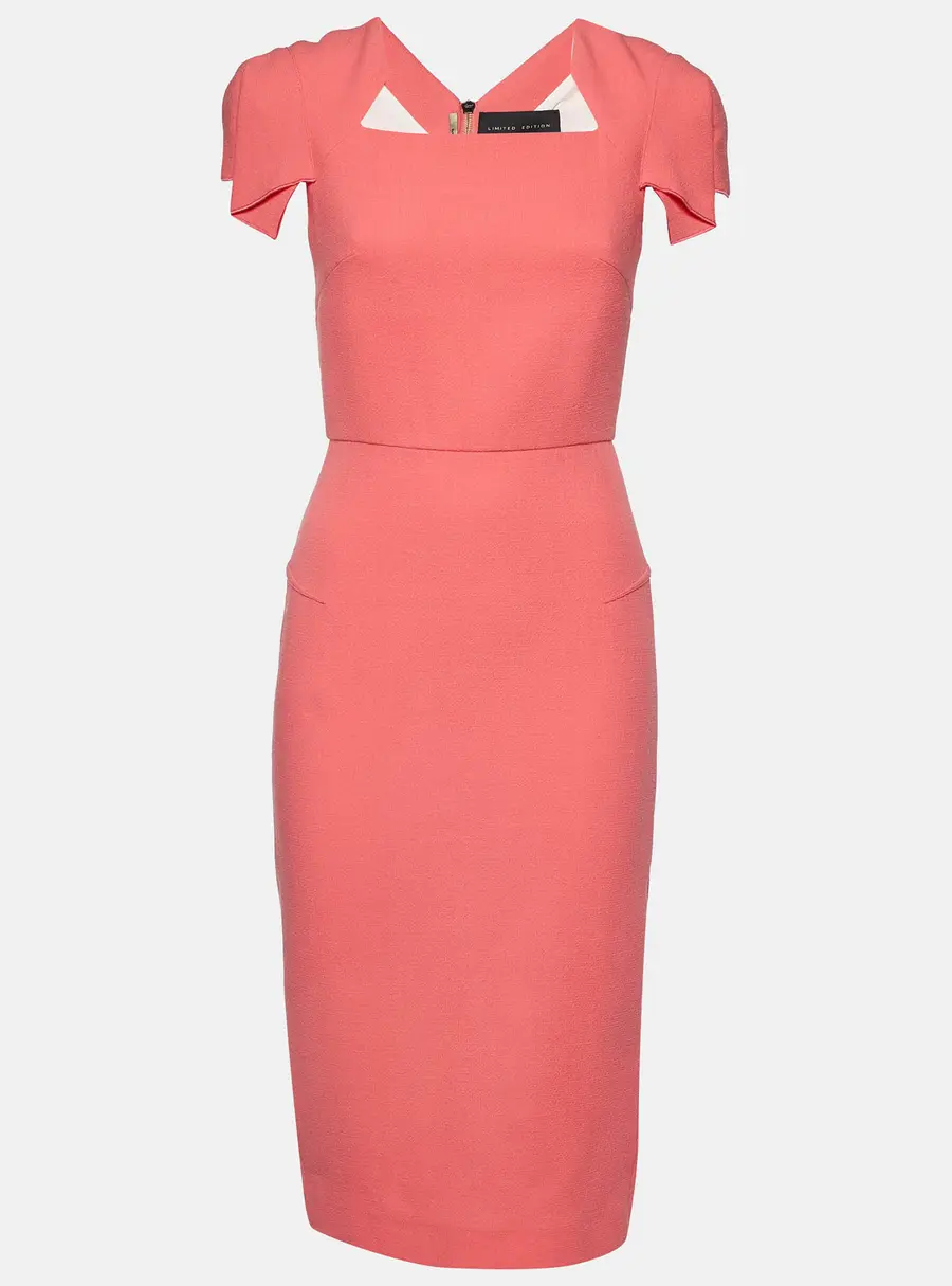 Roland Mouret X Selfridges Pink Wool Crepe Midi Dress M