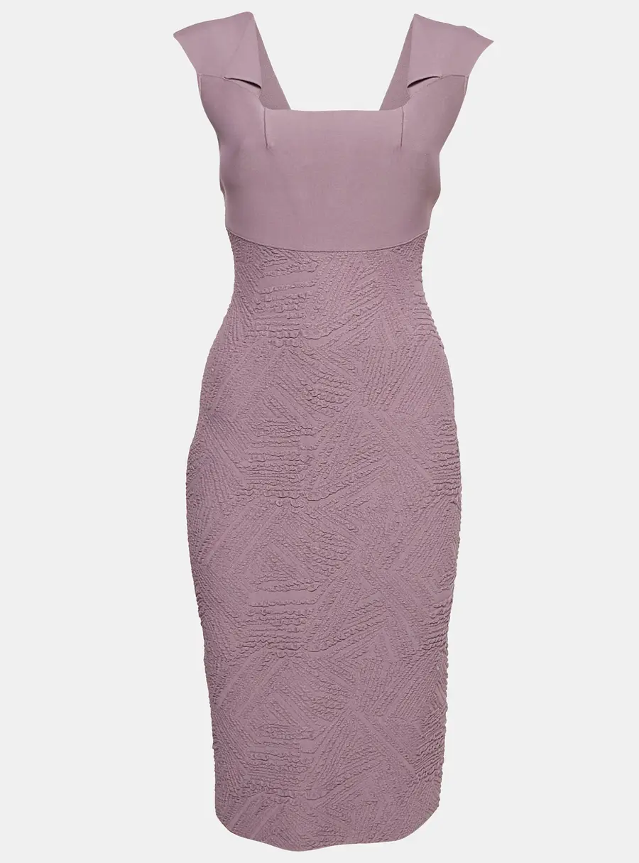 Roland Mouret Purple Textured Knit Sleeveless Bodycon Dress M