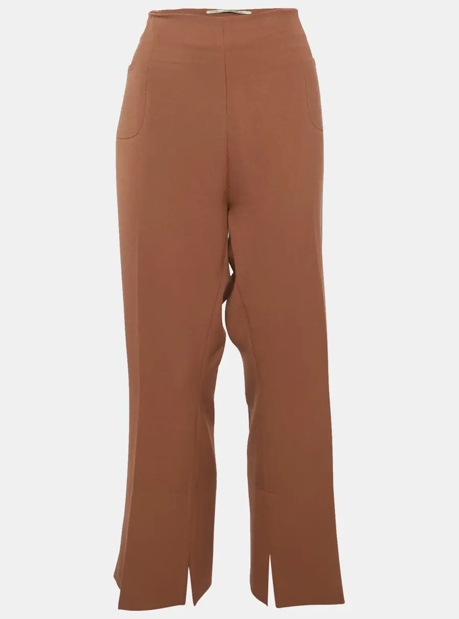 Roland Mouret Brown Crepe Trousers XL