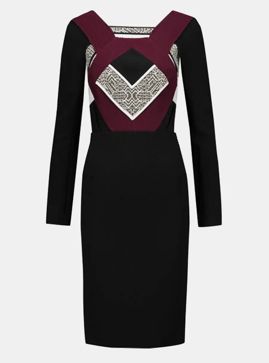 Roland Mouret Color Block Textured Crepe Shapur Mini Dress M