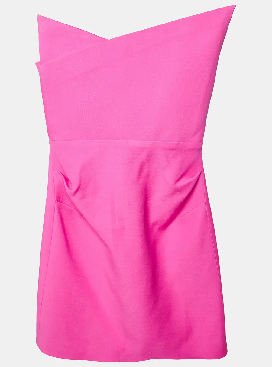 Roland Mouret Pink Wool Blend Asymmetric Strapless Mini Dress S