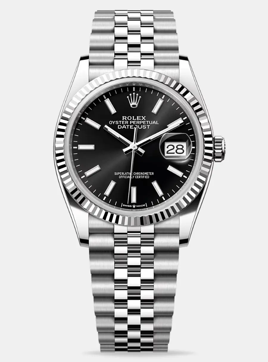 Rolex Datejust 126234-0015 Oystersteel White Gold Black Index Unisex Wristwatch 36mm