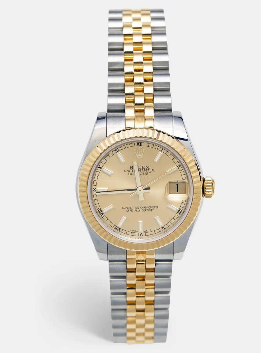 Rolex Datejust 178273 Champagne Dial 18k Yellow Gold Stainless Steel Women's Wristwatch 31 mm