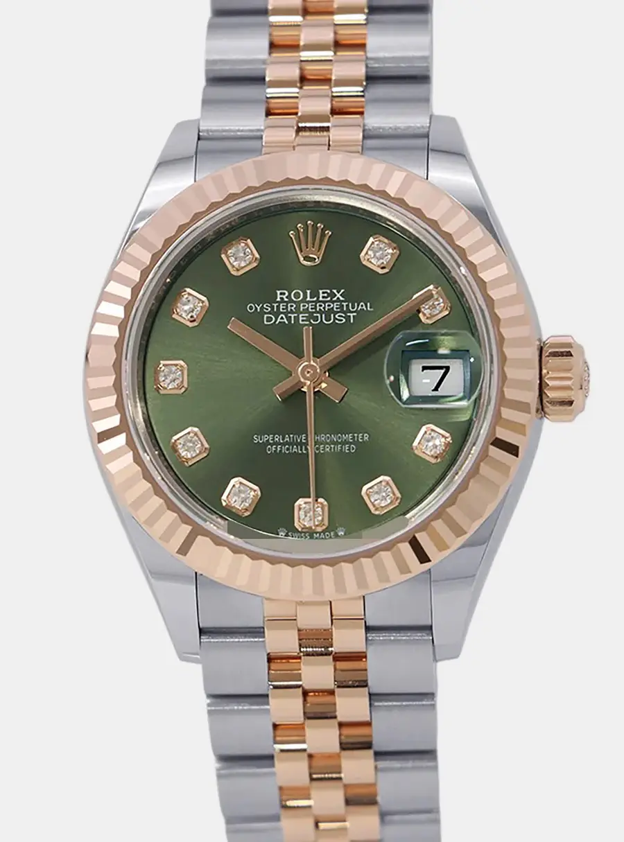 Rolex Lady Datejust 279171G Green 18k Rose Gold, Diamond, Stainless Steel Women Wristwatch 28mm