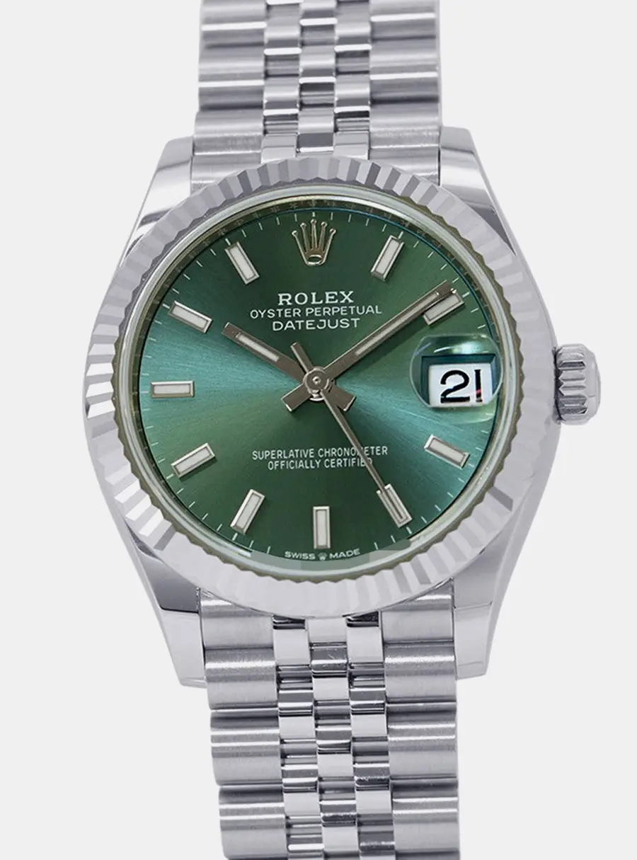 Rolex Datejust 278274 Green 18K White Gold Stainless Steel Automatic Women's Wristwatch 31mm