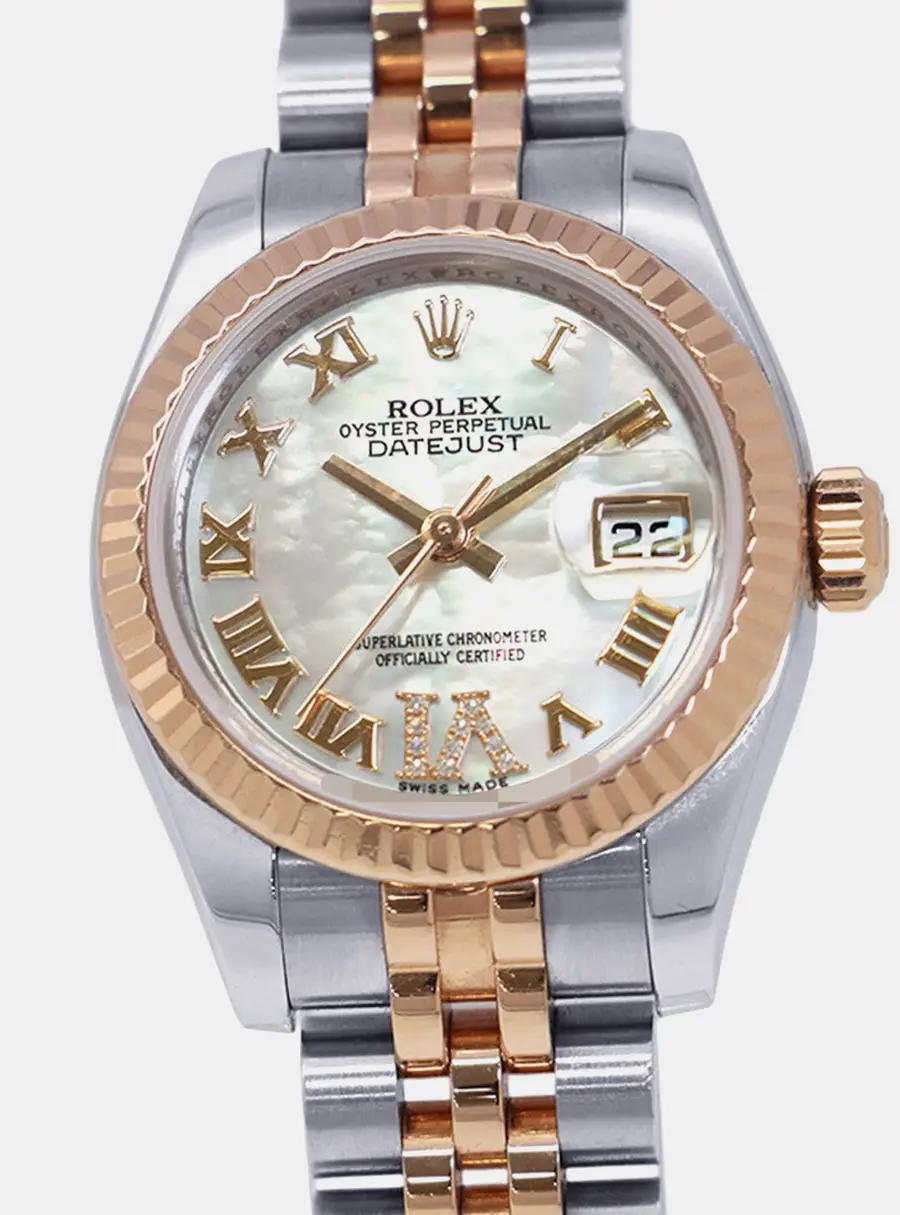 Rolex Datejust 179171NR 18K White Rose Gold, Stainless Steel, Diamond, Mother Of Pearl Automatic Women's Wristwatch 26mm