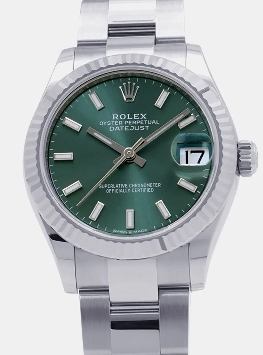 Rolex Datejust 278274 Green 18K White Gold Stainless Steel Automatic Women's Wristwatch 31mm