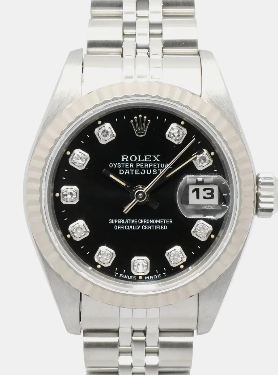 Rolex Lady Datejust 69174 Black 18K White Gold Stainless Steel Diamond Automatic Women's Watches 26mm