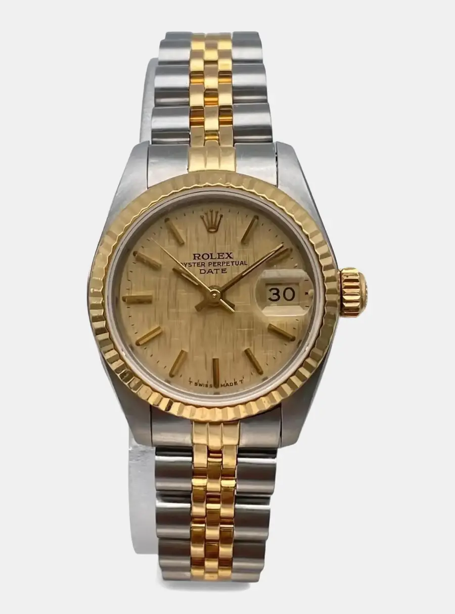 Rolex Beige Datejust 69173 Linen Dial Yellow Gold, Stainless Steel Automatic Women's Wristwatch 26mm