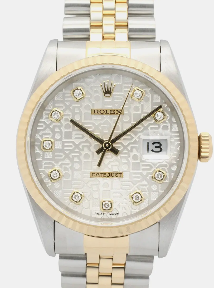 Rolex Datejust 16233G Silver 18K Yellow Gold, Stainless Steel, Diamond Automatic Women's Watches 35mm