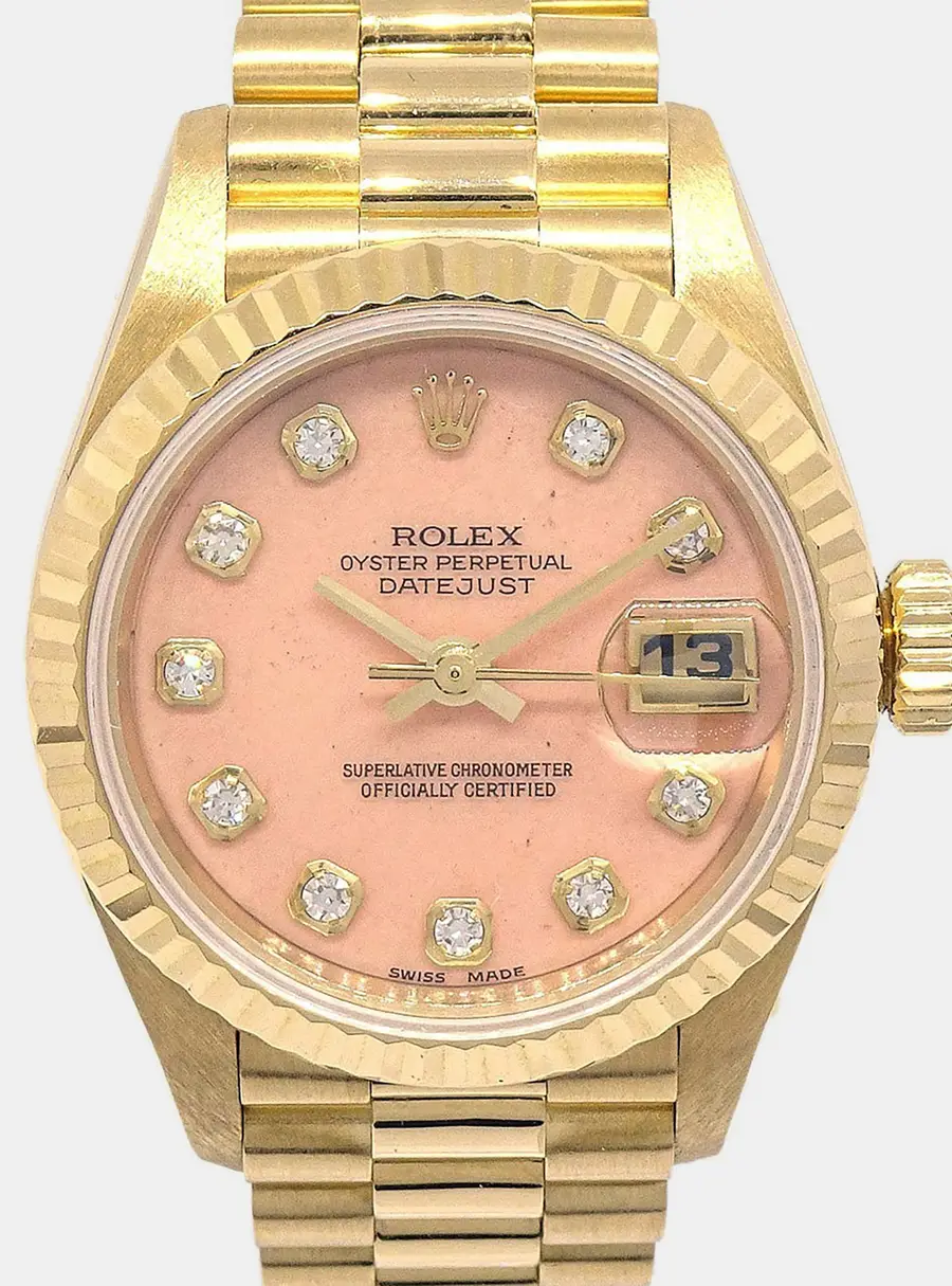 Rolex Oyster Perpetual 69178 Orange 18K Yellow Gold Automatic Women's Watches 26mm