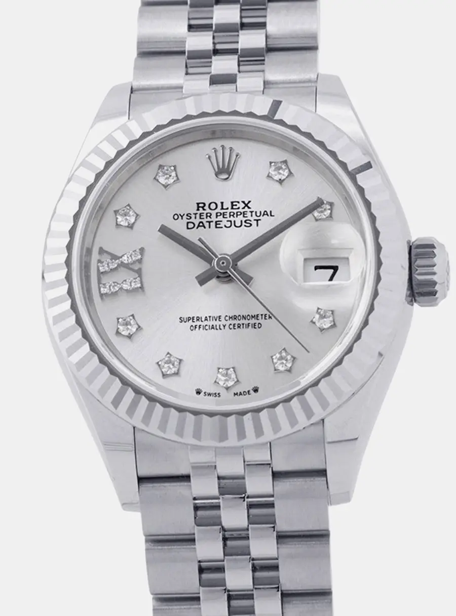 Rolex Lady-Datejust Stainless Steel 18KWG Silver Dial Automatic Women's Watch 28 mm