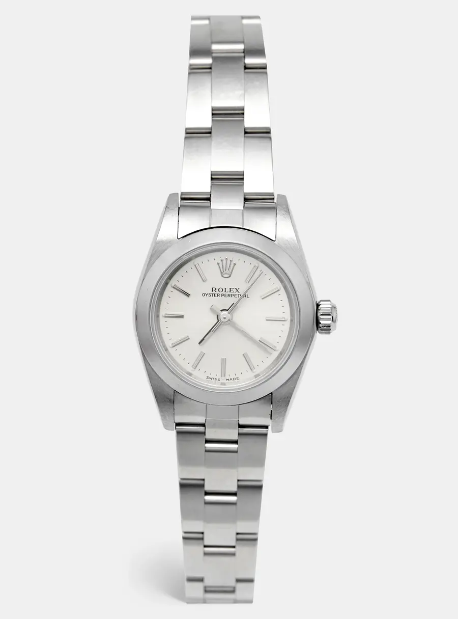 Rolex Oyster Perpetual 76080 Silver Dial Stainless Steel Women's Wristwatch 24 mm