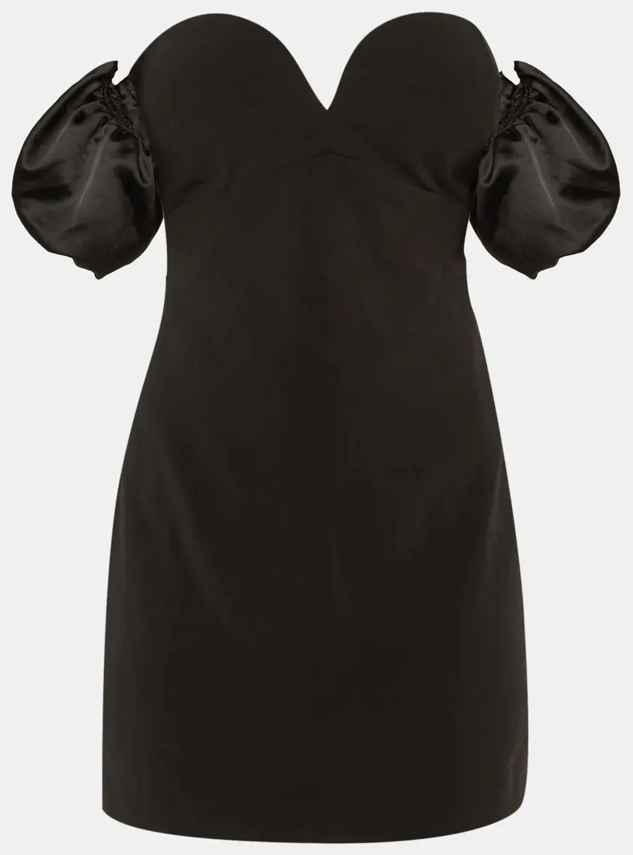 Ronny Kobo Black Crepe Andrea Off-The-Shoulder Mini Dress M