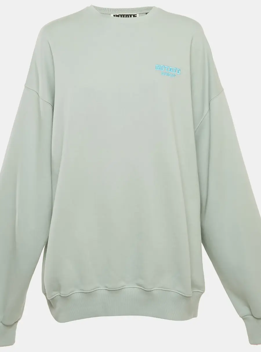 ROTATE Birger Christensen Surf Blue Cotton Iris Crew Neck Sweatshirt M