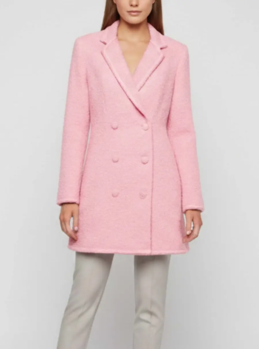 Rotate Birger Christensen Pink Wool Blend Bouclé Newton Blazer Dress M