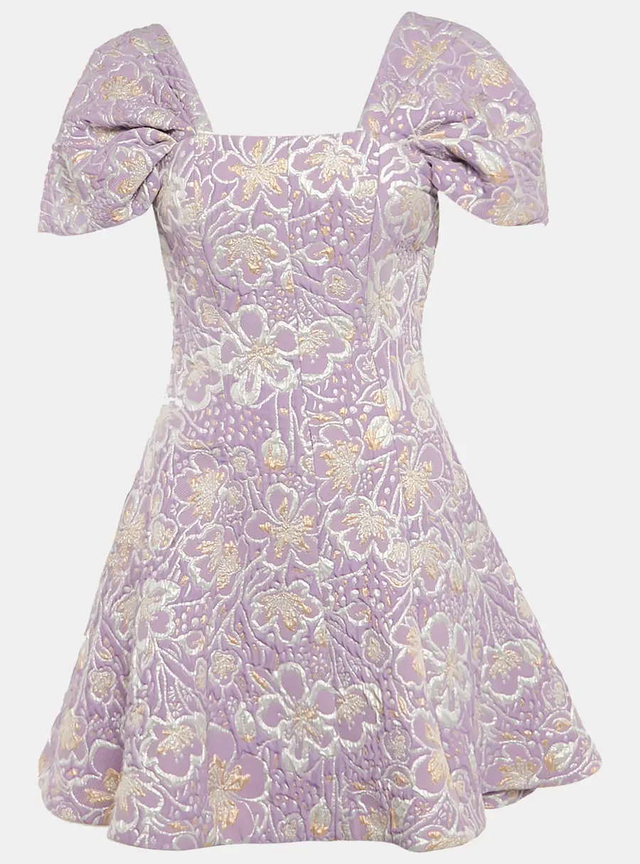 ROTATE BIRGER CHRISTENSEN Purple Floral Jacquard Mini Dress M