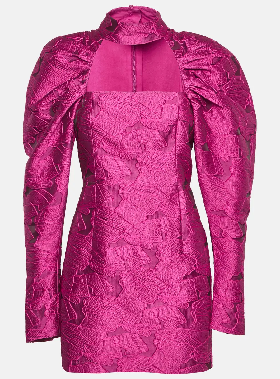 ROTATE Birger Christensen Pink Cut-Out Kaya Jacquard Mini Dress S