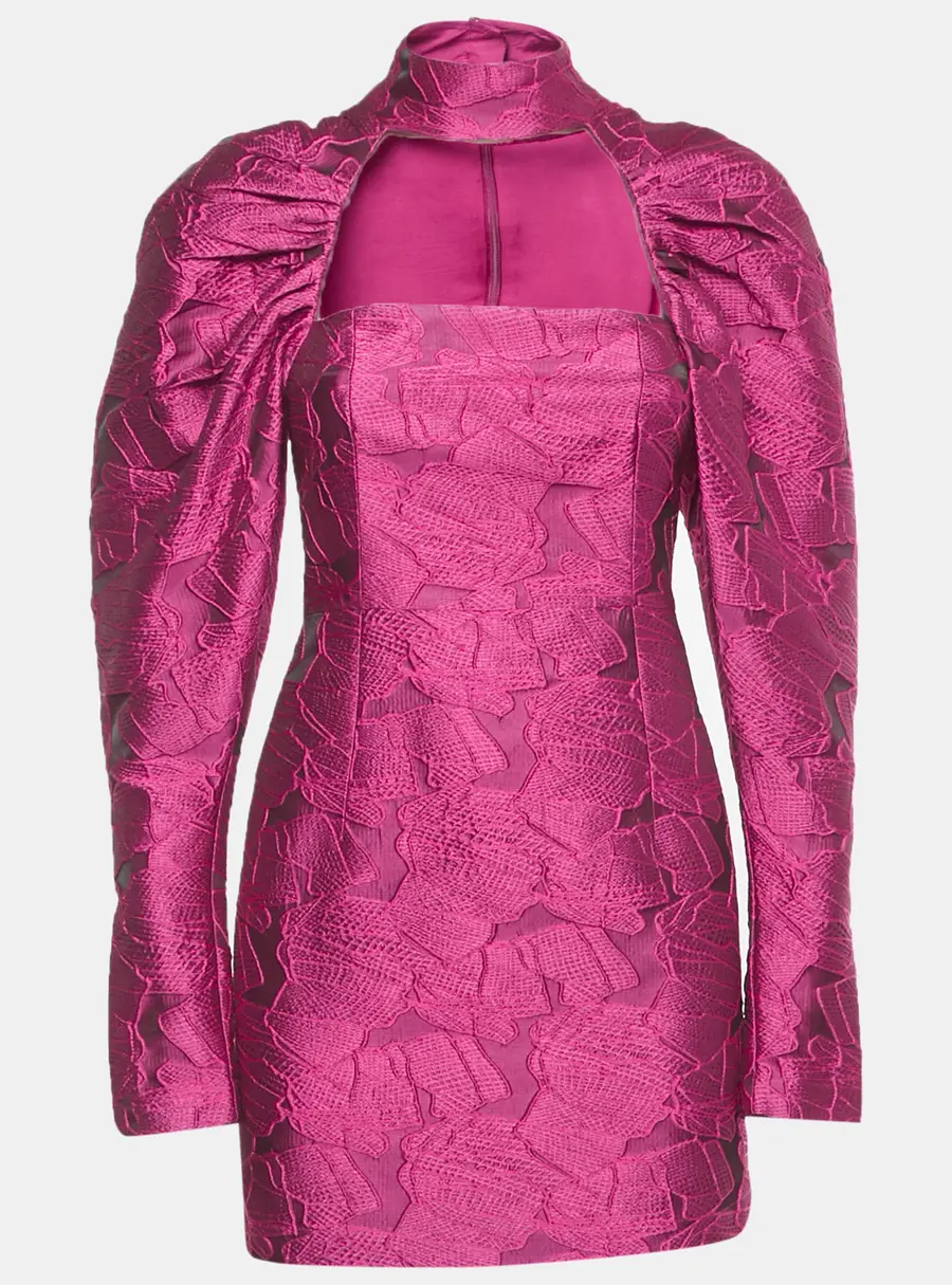 ROTATE BIRGER CHRISTENSEN Pink Jacquard Kaya Mini Dress S
