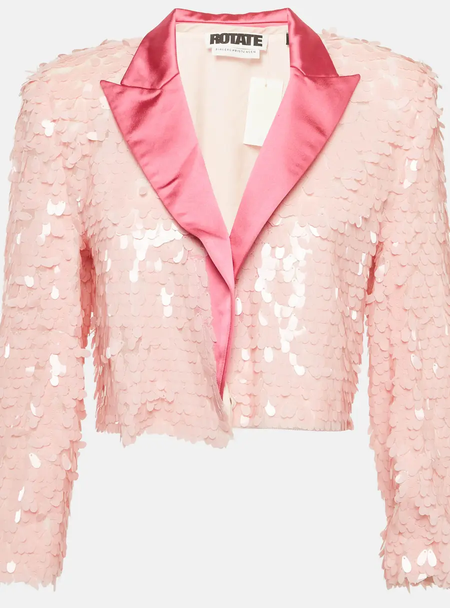 ROTATE BIRGER CHRISTENSEN Pink Sequin and Satin Blazer S