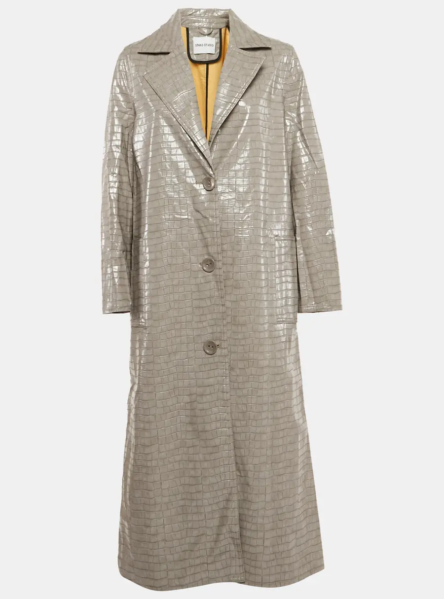 Stand Studio Grey Crocodile Skin Pattern Faux Leather Haylo Coat S