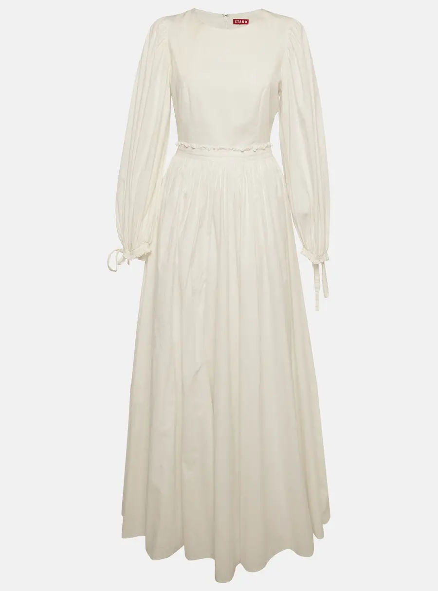 Staud White Cotton Flared Maxi Dress M