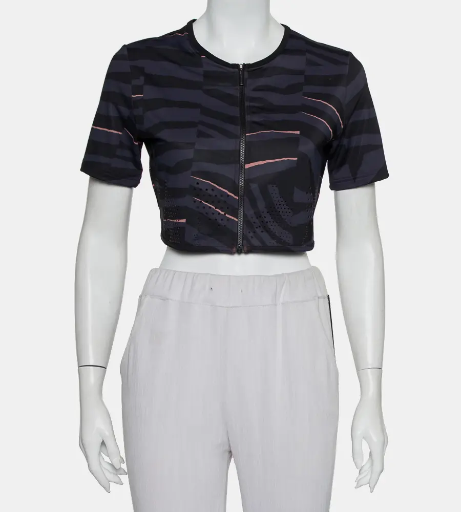 Stella McCartney Adidas Grey Train Crop Tee L