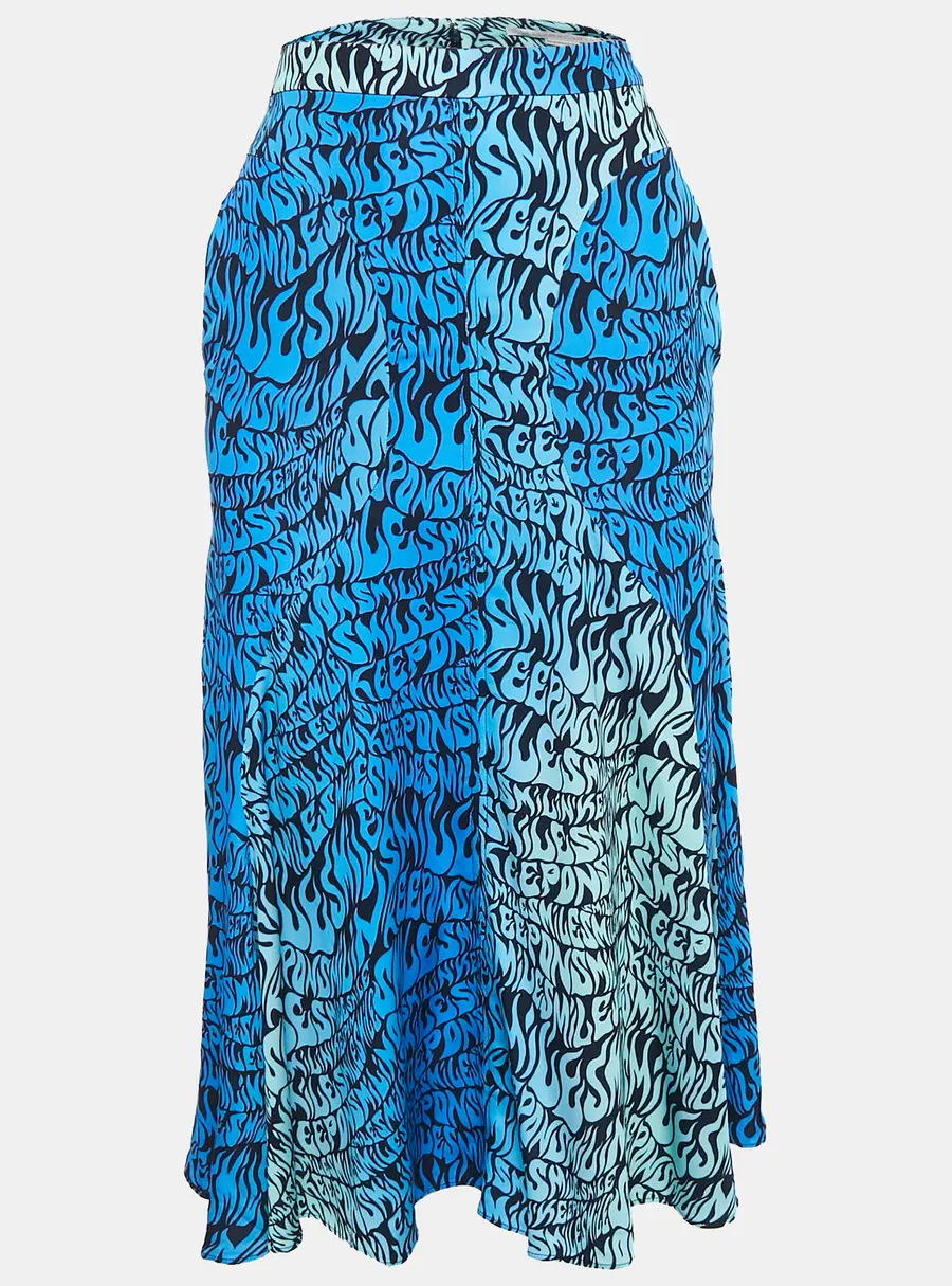 Stella McCartney Blue Printed Crepe Midi Skirt S