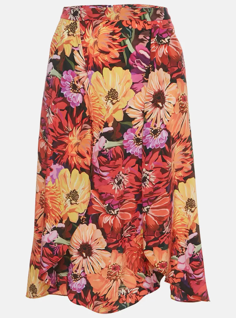 Stella McCartney Multicolor Floral Print Silk Wrap Style Skirt XS
