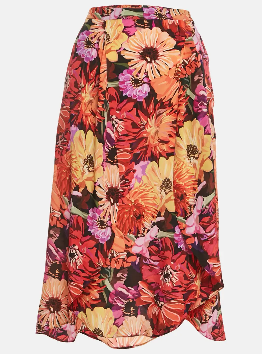 Stella McCartney Multicolor Flower Print Silk Midi Skirt S