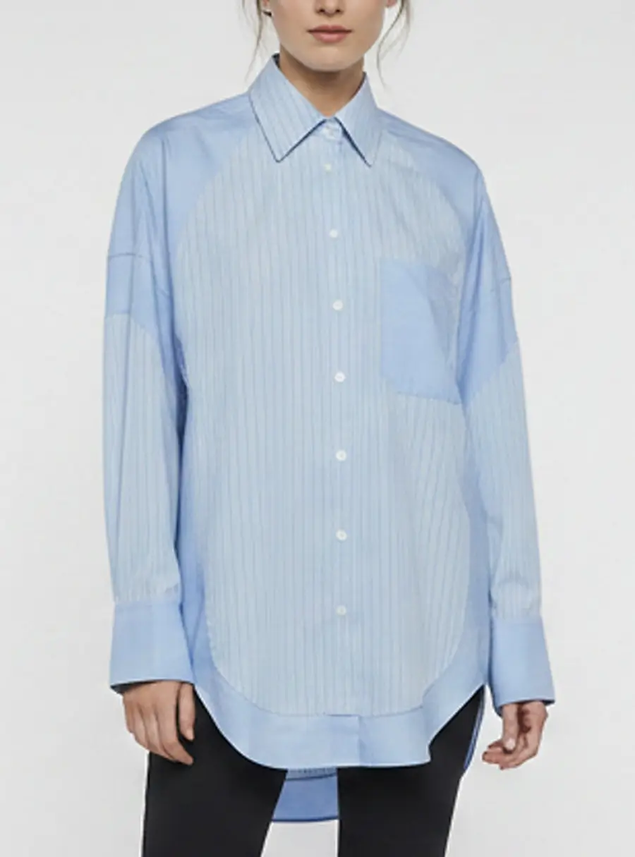 Stella McCartney X H&M Blue Striped Print Poplin Oversized Shirt XS