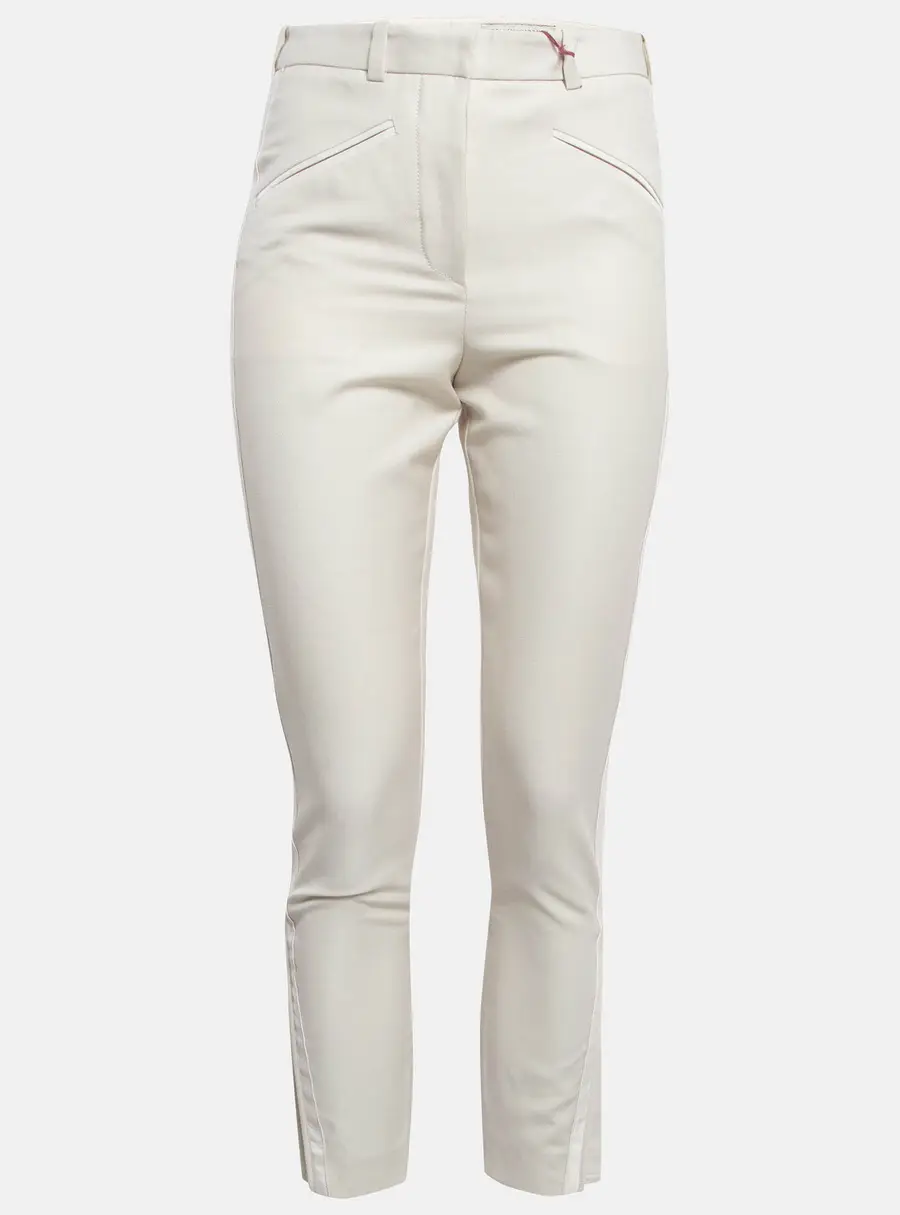 Stella McCartney Cream Side Stripe Wool Blend Formal Trousers S