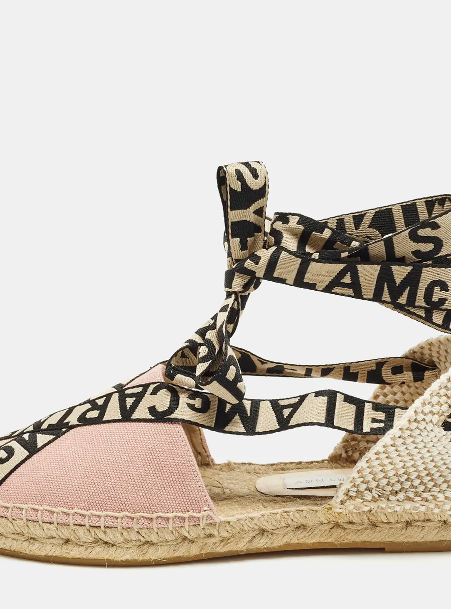 Stella McCartney Gaia Size 36 Pink/Beige Canvas Espadrille Flats