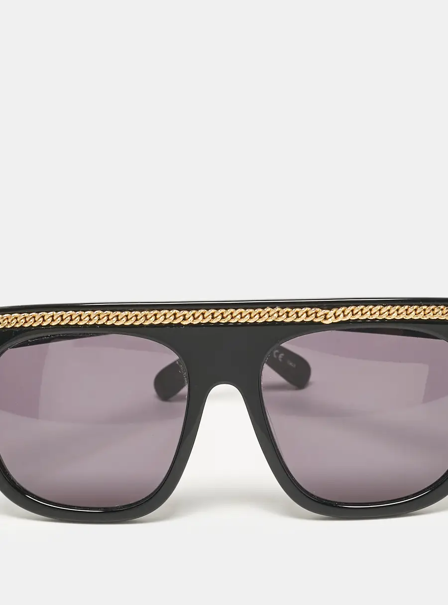 Stella McCartney Black Falabella Chain Square Sunglasses