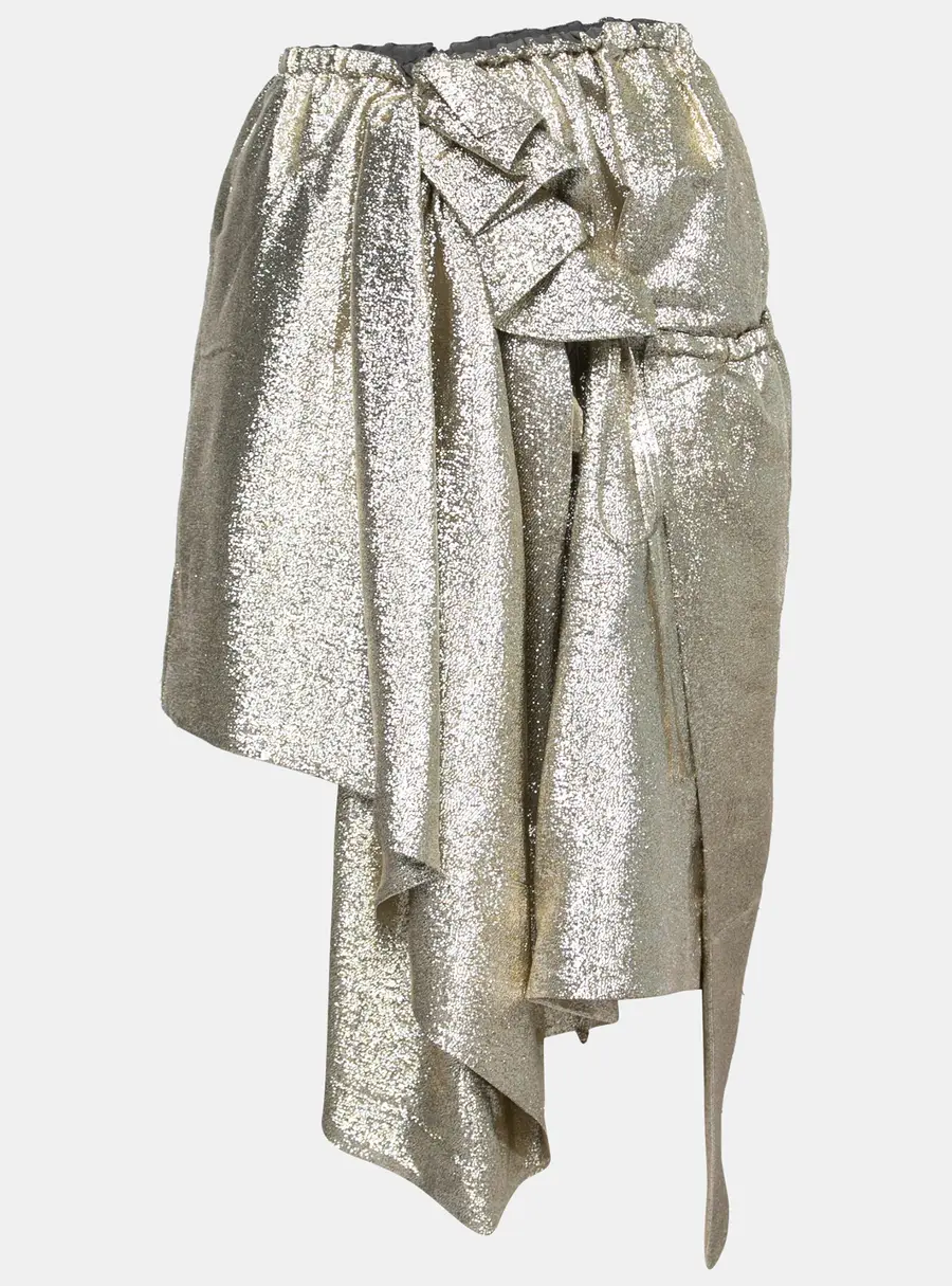 Stella McCartney Gold Lurex Gathered Brynn Asymmetrical Skirt S