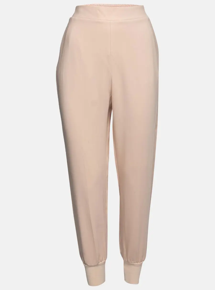 Stella McCartney Light Pink Crepe Rib Knit Trimmed Pants M