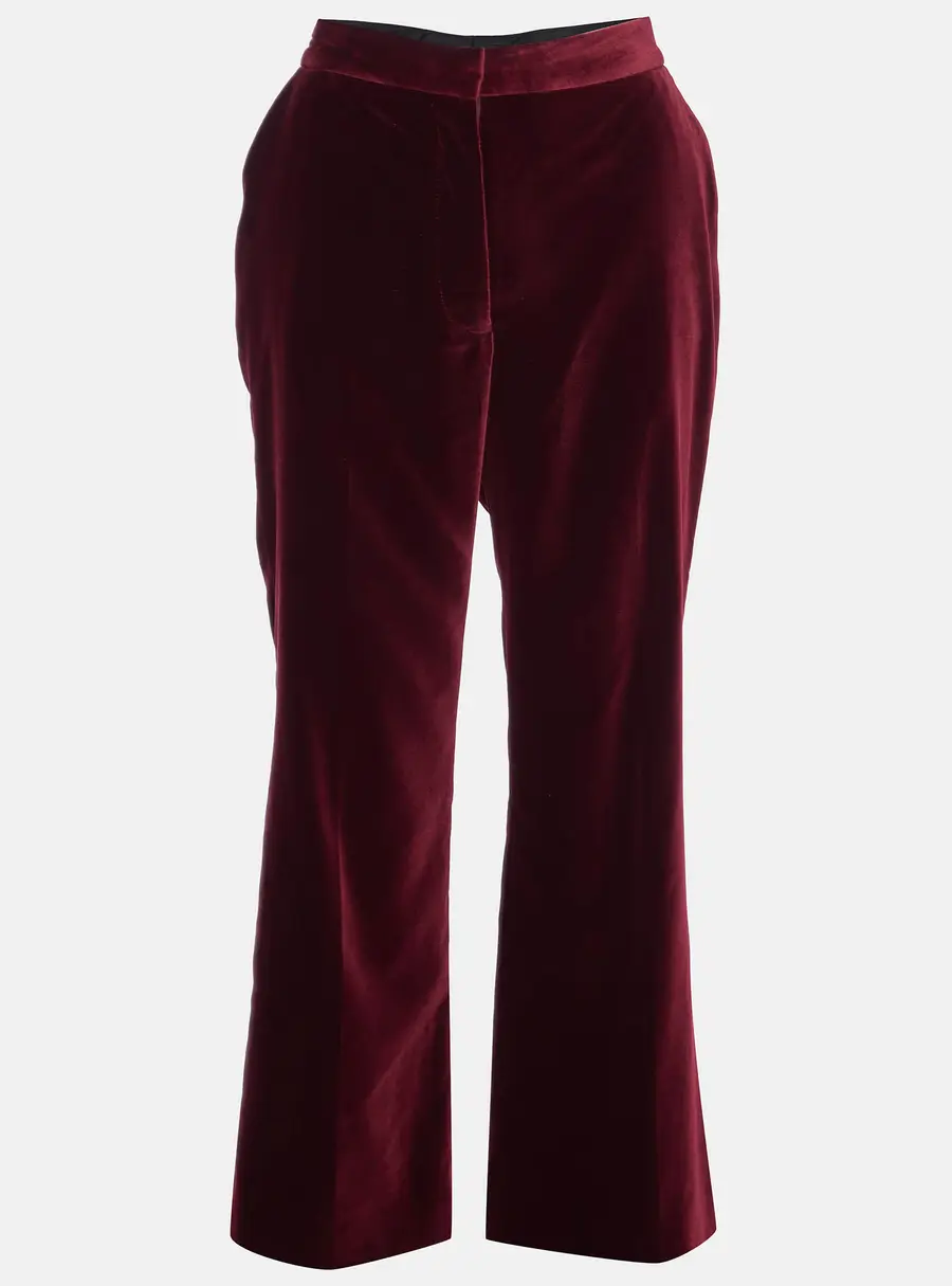 Stella McCartney Bordeaux Velvet Straight Leg Trousers M