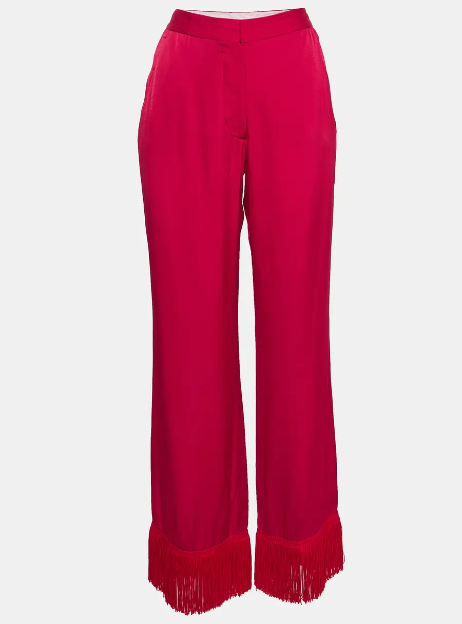 Stella McCartney Pink Satin Tassels Detail Trousers S