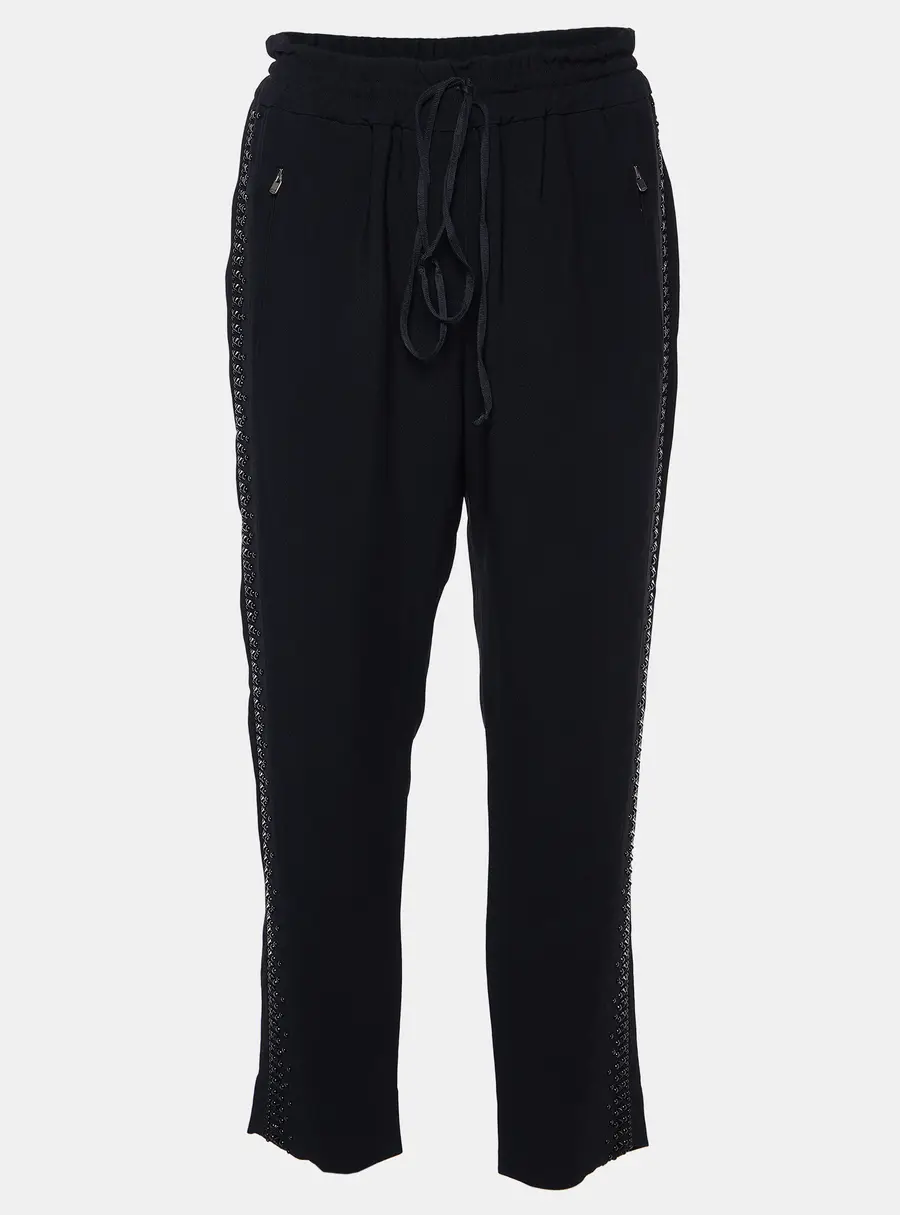 Stella McCartney Black Embellished Crepe Trousers M
