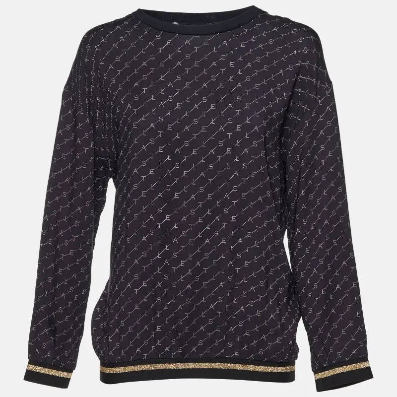 Stella McCartney Navy Blue Logo Printed Jersey Jumper S