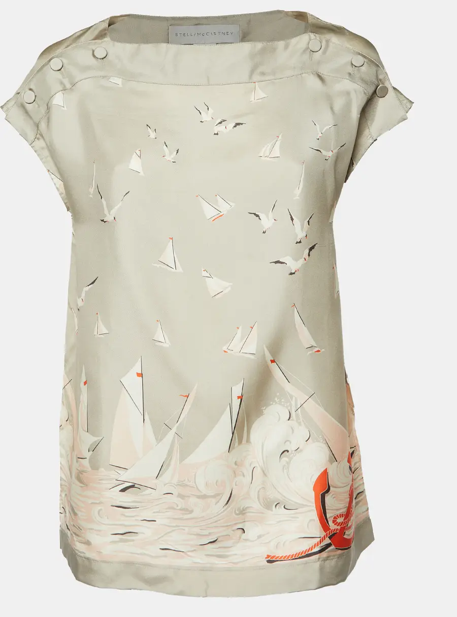 Stella McCartney Beige Printed Silk Top S